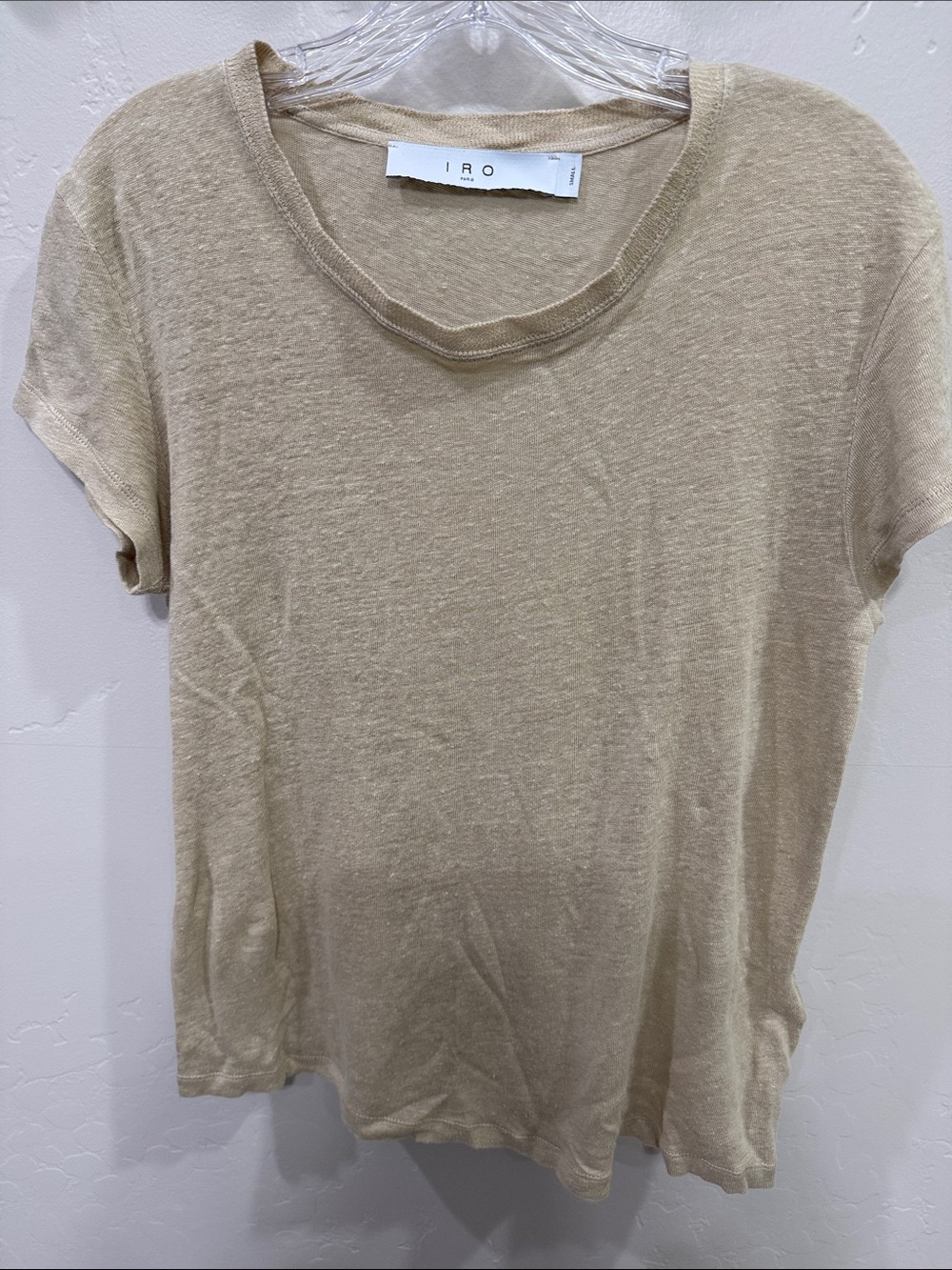 IRO Beige Short Sleeve Linen-Blend Tee